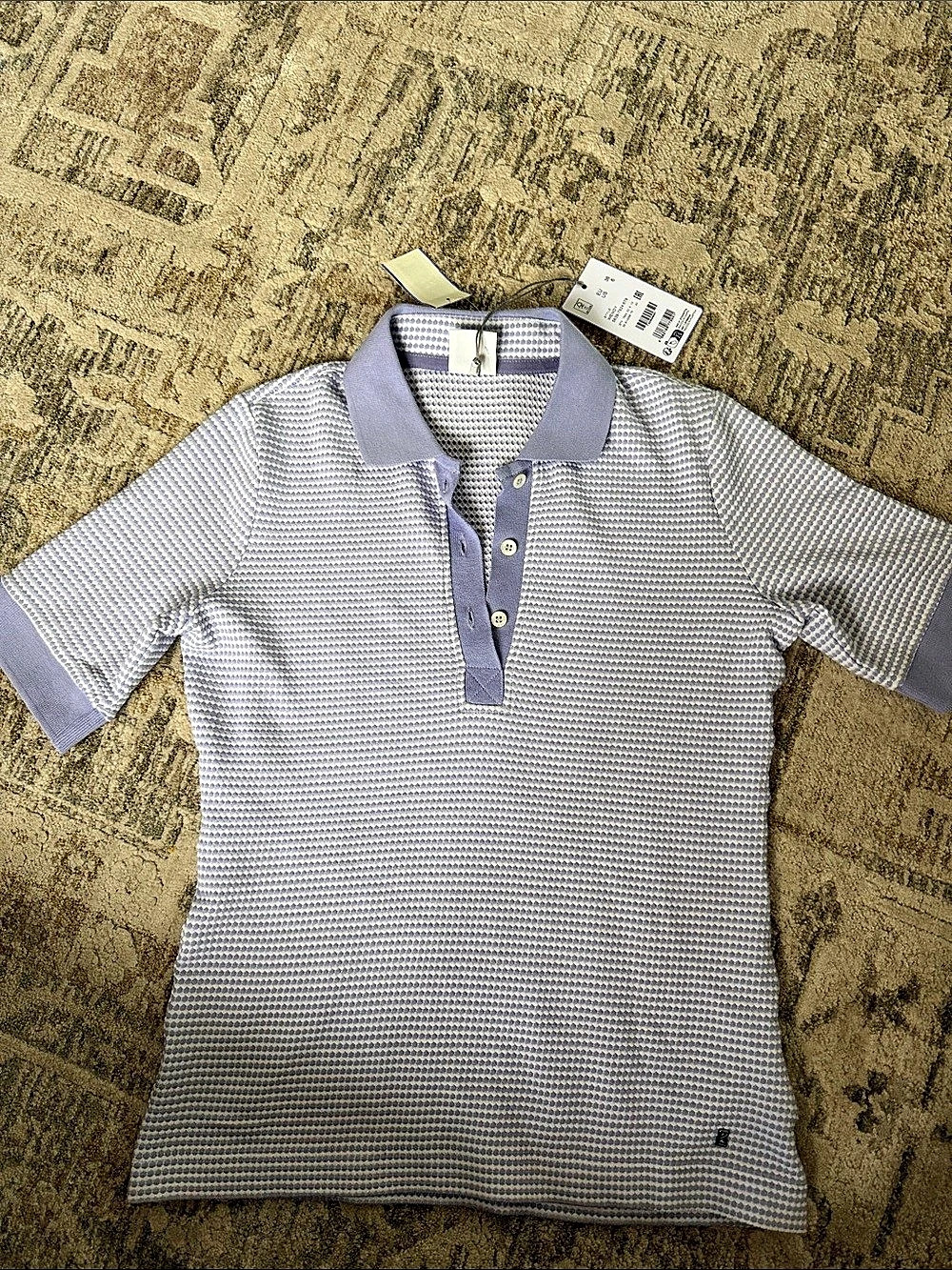 BOGNER  Textured Polo Jersey in Purple & White Size Medium NWT